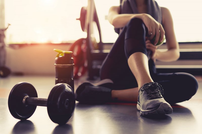 Lady rests after workout