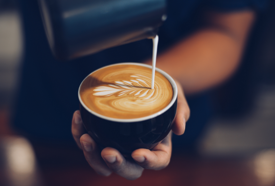 Latte being poured